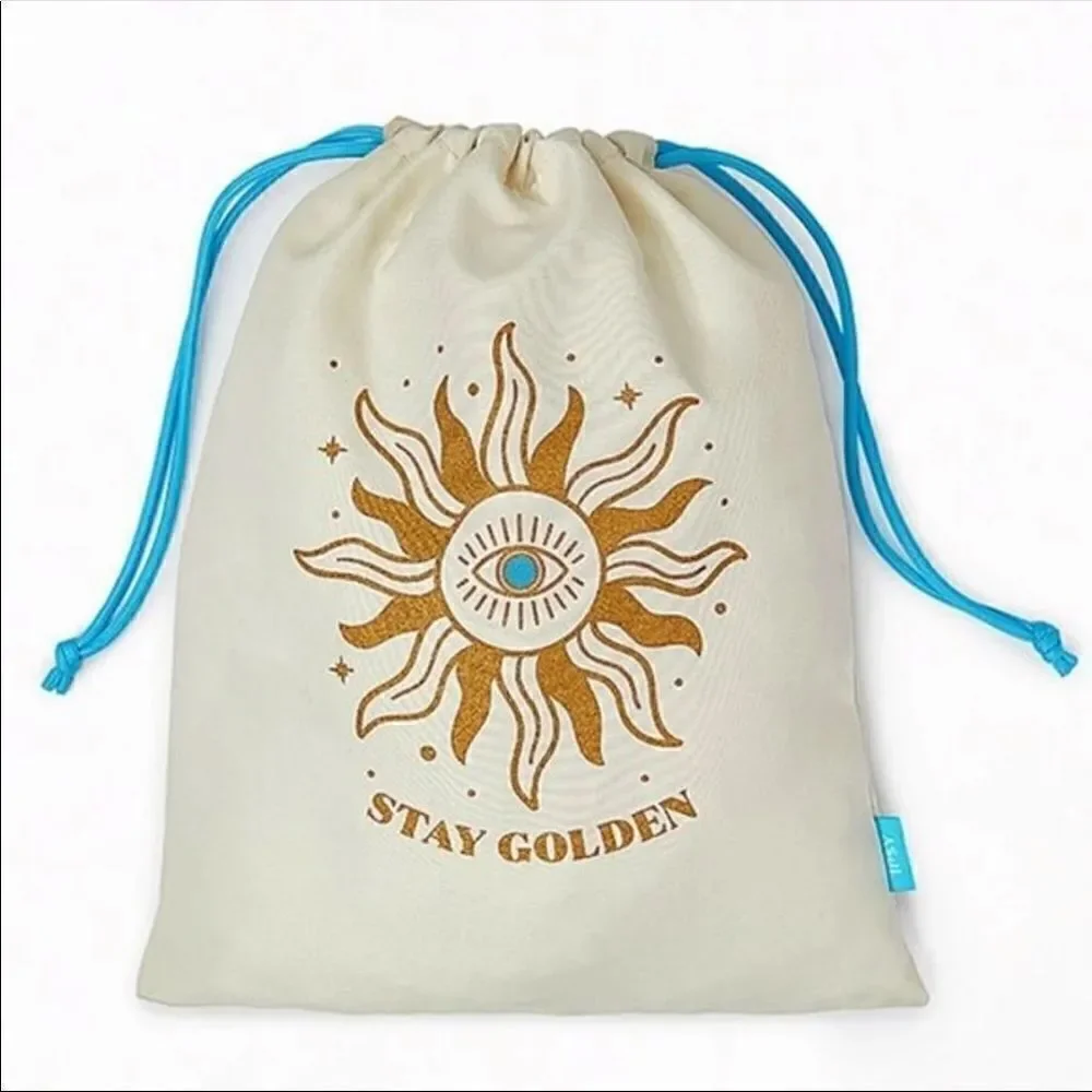 MOTD COSMETICS Gold Goddess Face Brush Set 3 pieces plus new Ipsy drawstring bag